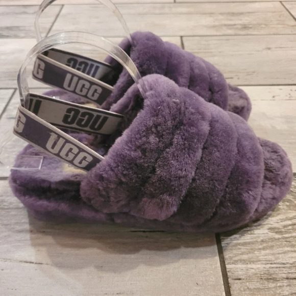 UGG AUSTRALIA Fluff Yeah purple shearling slingback plush cozy slippers Wmn's 7 - Picture 3 of 9